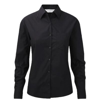 Russell Collection Ladies Long Sleeve Easy Care Cotton Poplin Shirt Thumbnail